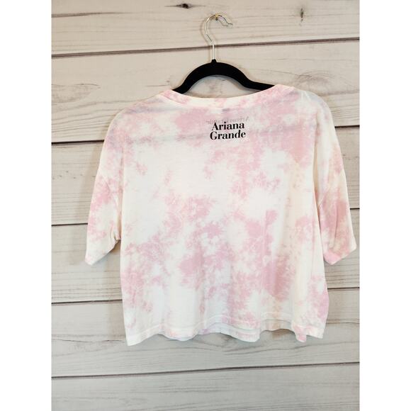Divided by H&M Ariana Grande Womens Pink White Tie Dye Crew Neck Crop Top Small - Picture 2 of 7